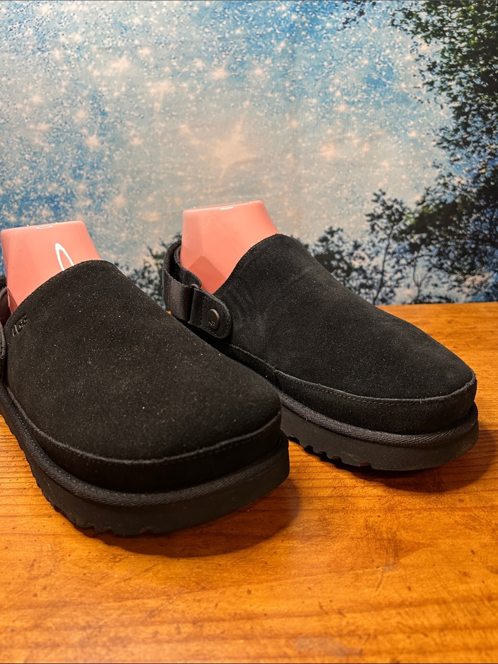 UGG Goldenstar Clog Black Suede Slingback Sandals Women's Size 8 New in box